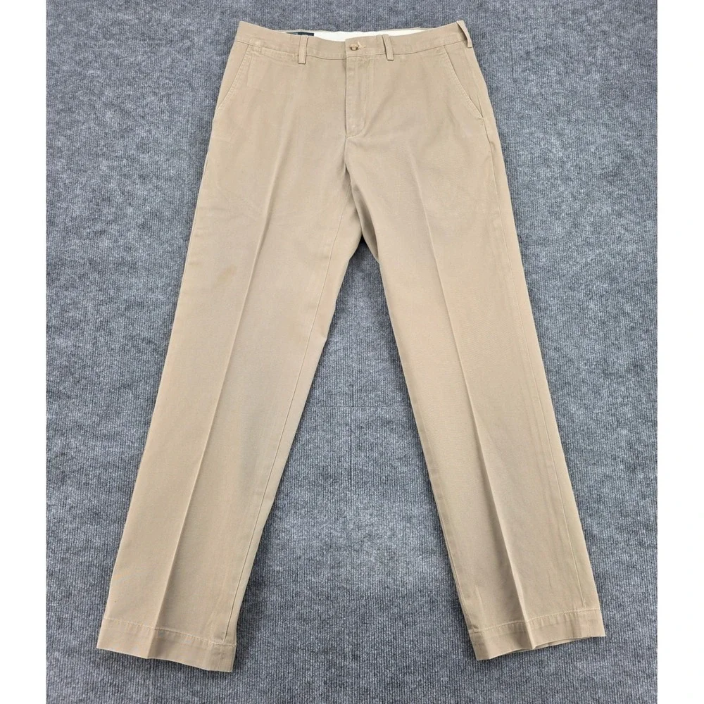 Polo Ralph Lauren Preston Pant Mens 34x34 Tan Khaki Cotton Chino Slacks Straight